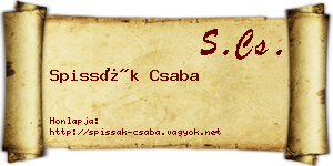 Spissák Csaba névjegykártya
